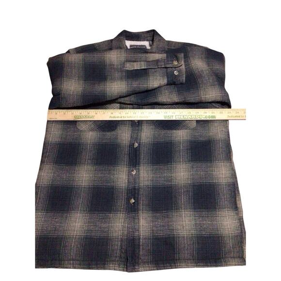 David Taylor Vtg Men’s Medium Ramie Flannel Shirt Jacket Sherpa Lined Pockets - Picture 6 of 7